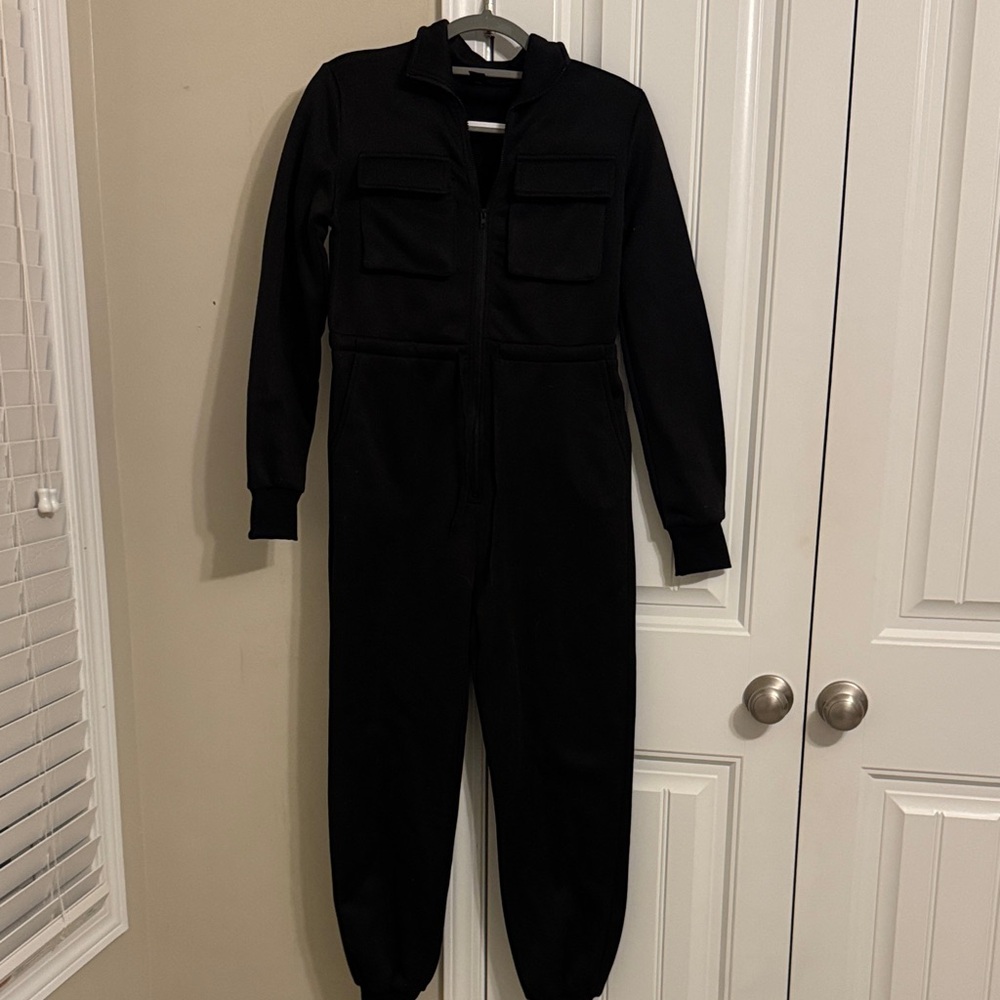 Black Full-Zip Fleece Jumpsuit